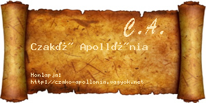 Czakó Apollónia névjegykártya